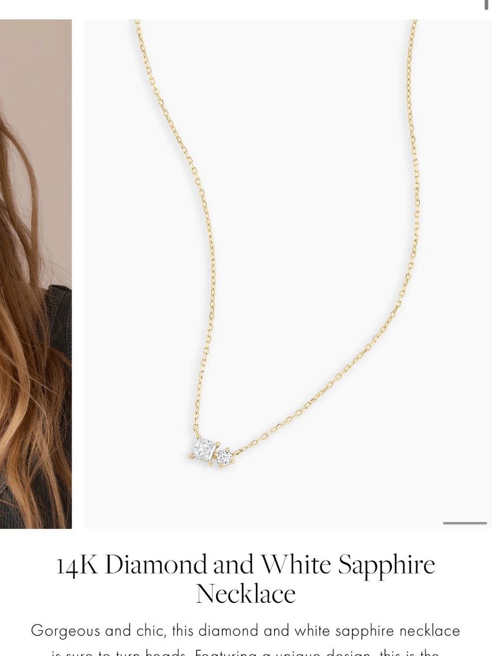 Gorjana 14K Gold Necklace with Diamond and White Sapphire Accent